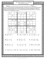 Two Step Equation Sudoku Game Multi Step Equations Two Step Equations Multi Step Equations Worksheets