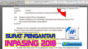 Inpassing untuk guru madrasah akan diselenggarakan tahun ini setelah regulasi tentang inpassing selesai. Download Contoh Surat Pengantar Kepala Sekolah Inpasing 2018 Youtube