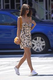 Emily Ratajkowski Finds Summer S Perfect Sundress Nice Dresses Fashion White Sneakers Outfit