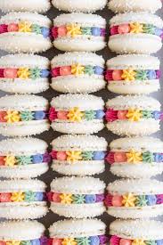 Rainbow Macarons Vanilla Bean Macarons With Vanilla Bean Swiss Meringue Buttercream Recipe Mac Vanilla Macarons Macaron Flavors Macaron Recipe