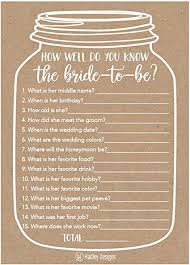 The player that gets the most answers correctly will win a prize. Amazon Com 25 Cute Rustic How Well Do You Know The Bride Bridal Wedding Shower Or Bachelorette Party Game Who Knows The Best Does The Groom Couples Guessing Question Set Of Cards Pack