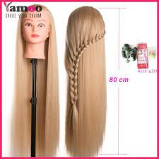 Head Dolls For Hairdressers 80cm Hair Synthetic Mannequin Head Hairstyles Female Mannequin Hairdressing Styling Training Head