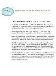 There are many ways an applicant can go about creating a letter. Information To New Applicants To Uaia Uganda Association For Impact Assessment