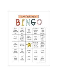 Good Behavior Bingo Printable Chart Behavior Reward