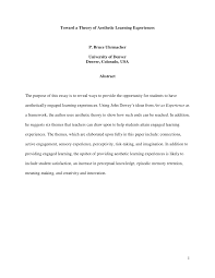 Pdf Toward A Theory Of Aesthetic Learning Experiences