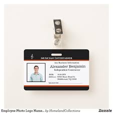 Employee Photo Logo Name Id Custom Badge Zazzle Com In 2021 Custom Badges Photo Logo Custom Holiday Card