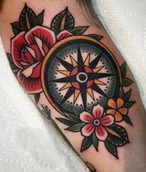 A compass rose tattoo can vary drastically in style: 20 Unique Compass Rose Tattoo Ideas
