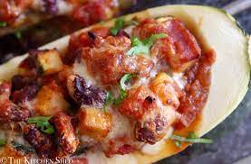 Clean Eating Mexican Bean Stuffed Marrow The Kitchen Shed Stuffed Marrow Healthy Breakfast Meal Prep Cooking