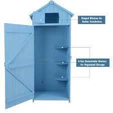 Outsunny Pine Cedarwood Garden Shed Blue All Garden Tools Garden Tools Tool Sheds Garden Storage Shed Shed