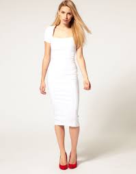 Asos Asos Square Neck Cap Sleeve Body Conscious Dress At Asos Bodycon Dress With Sleeves Dresses White Dress