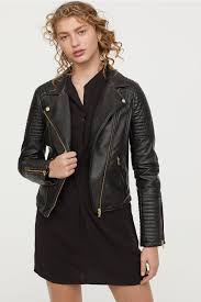 Faux Fur Collar Biker Jacket Black Ladies H M Us Fur Jacket Outfit Fur Collars Faux Fur Collar