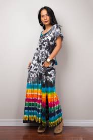 Black And White Tie Dye T Shirt Dress Tie Dye Rainbow Dress With Split On Both Sides Unique Nuichan Shopping Boho Hippie Rainbow Dress Black White Maxi Dress Tie Dye Dress