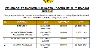 Bos mr d.i.y jadi orang kaya baru malaysia, pendiri airasia justru terdepak. Dibuka Pelbagai Kekosongan Jawatan Diperlukan Mr D I Y Trading Sdn Bhd 2019