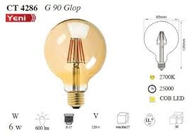 Cata 6w Rustik Led G90 Glop Ampul Amber Ct 4286 Led Ampul Cata Ampul Rustik Led