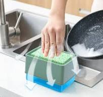 Btomtd Kitchen Soap Dispenser Dishwashing Brush Automatic Liquid Dispenser-in-1 Soap Dispenser Kitchen Sponge Rack 350ml Sink Soap Dispenser Cleaning ...