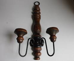 In this modern time for today, traditional wall sconces will be featured with its classic curves and simple lines. Wood Metal Double Arm Wall Sconce Candelabra By Home Interiors Vintage 1970s 2 Arm Taper Candle And Votive Cup Hold Vase Candle Holder Vintage Vases Sconces