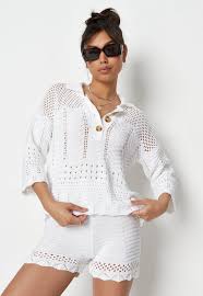 Our latest drop of co ords sets has your matching outfit game nailed. White Crochet Knit Top And Shorts Co Ord Set Missguided
