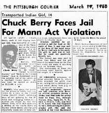 This article from March 19, 1960, covering Chuck Berry's conviction for "transporting a minor across state lines for immoral purposes" is also going into the documentary, as an example of one of
