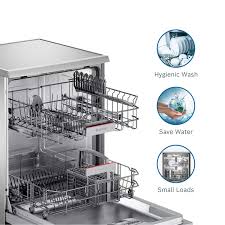 A dishwasher from bosch delivers quality, reduces your workload in the kitchen, and guarantees optimal efficiency in bosch dishwashers are designed to maximize space and flexibility, giving you. Bosch 13 Place Settings Dishwasher Sms66gi01i Silver Inox Amazon In Home Kitchen