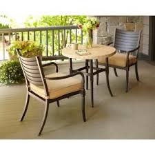 Hampton Bay Madison 3 Piece Patio Bistro Set With Textured Golden Wheat Cushions Patio Dining Furniture Bistro Set Terrace Furniture