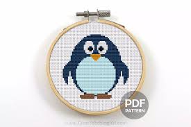 Plus, use our caption/border maker tool to chart your own words. Cartoon Penguin Cross Stitch Design Cross Stitch Patterns