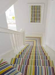 Eight Colourful Staircase Design Diy Ideas Bright Bazaar By Will Taylor Carpet Stairs Stair Runner Carpet Striped Stair Runner
