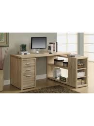 Monarch Specialties L Shaped Computer Desk With Storage Natural Office Depot
