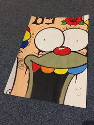 6ix 9ine Krusty The Clown Art Drawing Cartoon Painting Mini Canvas Art Small Canvas Art
