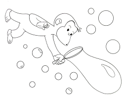 Curious George Blowing Bubbles Coloring Book Page Printable Curious George Coloring Pages Coloring Books Coloring Pages