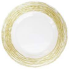 Select a category uncategorized tablecloths napkins chair covers charger plates accessories centerpieces table. Jay Companies 1470321 Gd Arizona Clear Gold 13 Charger Plate Dia Lionsdeal
