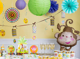 Many hostesses single out an animal for a theme including a monkey, giraffe, or elephant. Jungle Animals Baby Shower Ideas Party City