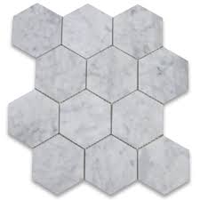 Ceramic and porcelain options are very common. Stone Center Online Carrara White Marble 4 Inch Hexagon Mosaic Tile Polished For Kitchen Backsplash Bathroom Flooring Shower Surround Dining Room Entryway Corrido Spa 1 Sheet Buy Online In Antigua And Barbuda