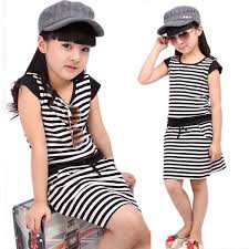 Cotton Striped Printed Dresses For Girl Children Top Quality Casual Short Sleeve Dress Free Shipping In Kids Fashion Clothes Dress For Girl Child Girl Outfits