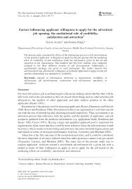 Social media and digital marketing executive (1). Pdf Factors Influencing Applicant Willingness To Apply For The Advertised Job Opening The Mediational Role Of Credibility Satisfaction And Attraction