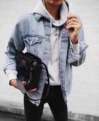 Hoodie Under A Denim Jacket See More At Www Herstyledview Com Fashion Jean Jacket Outfits Jacket Outfits