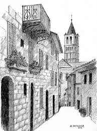 Street In Assisi Italy By Al Intindola Pen Art Drawings Dark Art Drawings Perspective Art