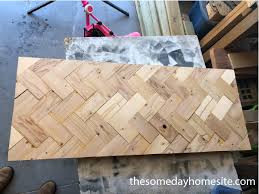 I have had an old table with six chairs lying around for a long time and iv wanted to replace the table top with a diy one for some time, . Free Plans For Simple Diy Herringbone Table Top The Someday Home