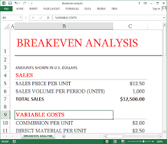 how to create a simple break even analysis using excel