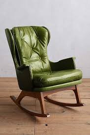 Bohemefit Lounge Anthro Premium Leather Finn Rocking Chair Rockingchair Green Leather Chair Rocking Chair Nursery Rocking Chair