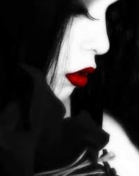 Black And White Red Lipstick Art Profile Of Woman Wearing Red Lipstick Art Lipstick Art Color Splash Red Dark Beauty