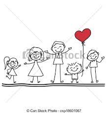 Clip Art Vector Of Hand Drawing Cartoon Happy Family - Hand Drawing Cartoon Csp18601067 - Search Cl Family Drawing Drawing Cartoon Characters Family Cartoon