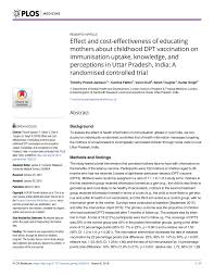 Pdf Effect And Cost Effectiveness Of Educating Mothers