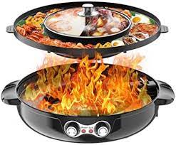 4 5l Removable Hot Pot With Grill 2200w 16 5 Ft Separable Shabu Hot Pot With Electric Indoor And Outdoor Korean Bbq Smoke In 2021 Hot Pot Cooking Pan Barbecue Machine