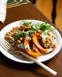 Cumin Braised Chickpeas with Roasted Squash