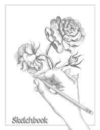Hand drawn rudbeckia flower set line drawing vector. Amazon Com Sketchbook Artistic Pencil Drawing Of Hand And Rose Flower Notebook White Pages With Light Grey Frames For Drawing Doodling Or Scrapbooking 9781798946275 Spring Hill Stationery Books