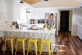 This dramatic wood kitchen floor is made from tanzanian wenge hardwoods. 10 Gorgeous Kitchens With Wood Floors