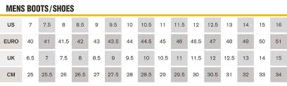 Clean Caterpillar Boot Size Chart 2019