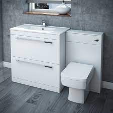 These toilet and sink units are perfect for adding bathroom storage to more compact cloakroom spaces or ensuites. Nova High Gloss White Vanity Bathroom Suite W1300 X D400 200mm At Victorian Plumbing Uk