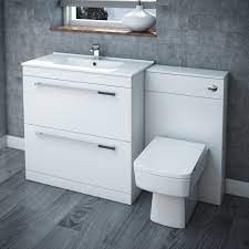 Large, luxury vanity basin units are also available, some with double basins, and some with generous expanses of shiny white ceramic. Nova High Gloss White Vanity Bathroom Suite W1300 X D400 200mm At Victorian Plumbing Uk