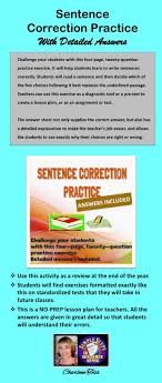 Sentence Correction Practice With Detailed Answers Worksheets Sentence Correction Jobs For Teachers Sentences